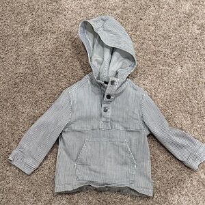 Blue and White Striped hoodie/pullover